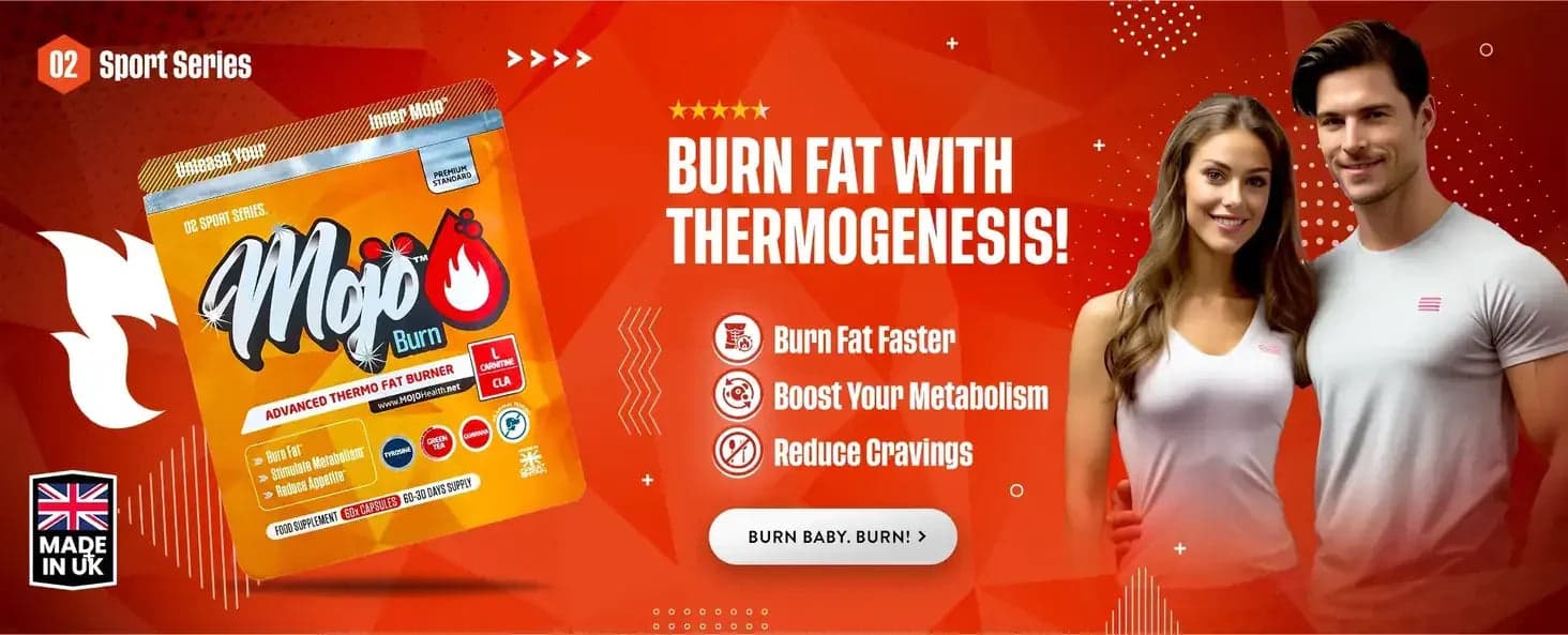 Mojo Burn advanced thermo fat burner โ sunugin ang taba sa thermogenesis: sunugin ang taba nang mas mabilis, palakasin ang metabolism, bawasan ang cravings. Burn baby, burn!
